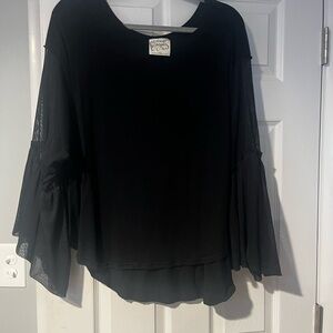 FP Movement by Free People Black Flowy Blouse